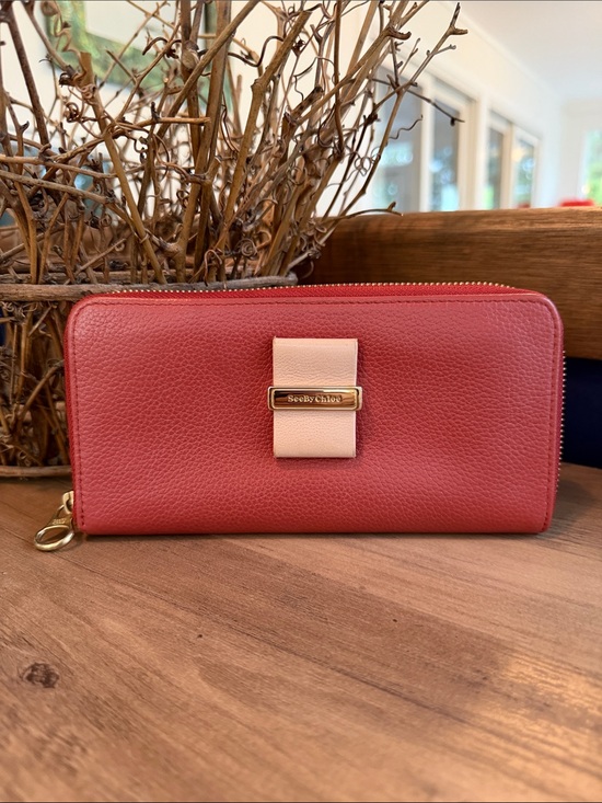 See By Chloe Handbags - See By Chloe Coral Zip-Around Wallet with Blush Accent
